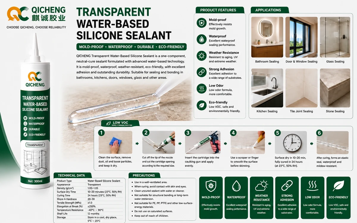 QICHEM water-based sealant packaging for interior sealing and OEM supply